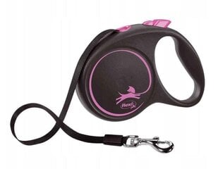 Flexi автоматический поводок New Comfort Cord L, черный/розовый, 5 м цена и информация | Поводки для собак | 220.lv