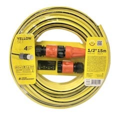 Laistīšanas šļūtene Cellfast Yellow 15 m 1/2" + sprauslu komplekts цена и информация | Оборудование для полива | 220.lv