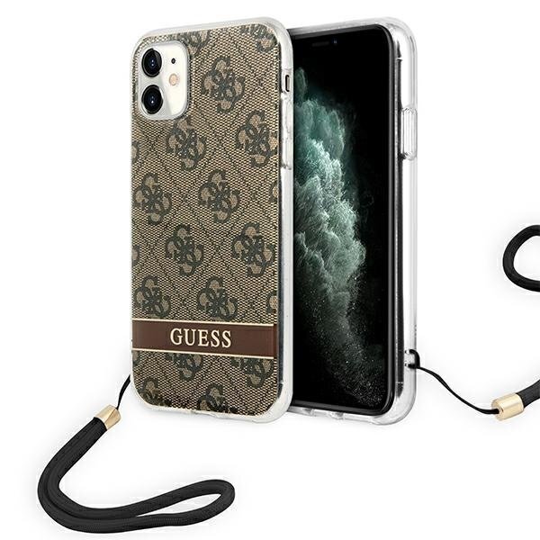 Oriģināls vāciņš GUESS 4G Print Strap - Iphone 11 , brūns cena un informācija | Telefonu vāciņi, maciņi | 220.lv