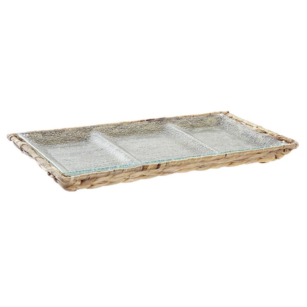 Dkd Home Decor Uzkodu paplāte Stikls Dabisks Caurspīdīgs Šķiedra (42 x 20 x 3,5 cm) cena un informācija | Trauki, šķīvji, pusdienu servīzes | 220.lv