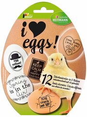 Saraušanās uzlīmes Heitmann I love eggs, 12 gab. cena un informācija | Aplikācijas, rotājumi, uzlīmes | 220.lv