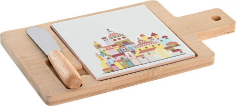 Uzkodu komplekts DKD Home Decor Dabisks Sarkans Daudzkrāsains Keramika Māja Cottage (21,5 x 11,8 x 1,5 cm) cena un informācija | Trauki, šķīvji, pusdienu servīzes | 220.lv