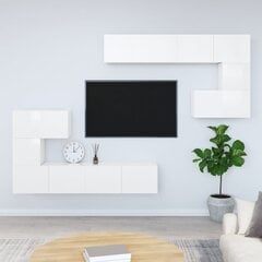 vidaXL sienas TV skapītis, spīdīgi balts, inženierijas koks цена и информация | Тумбы под телевизор | 220.lv