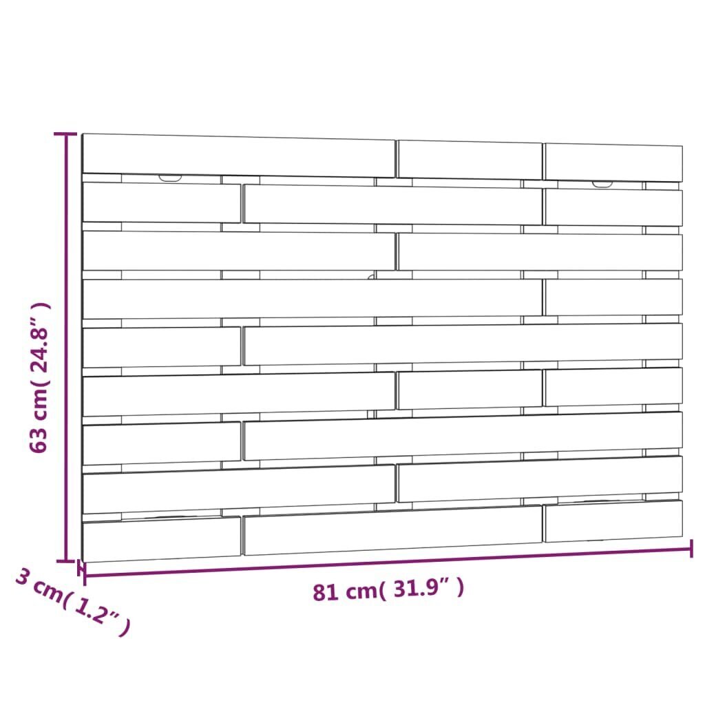 vidaXL sienas galvgalis, 81x3x63 cm, priedes masīvkoks цена и информация | Gultas | 220.lv