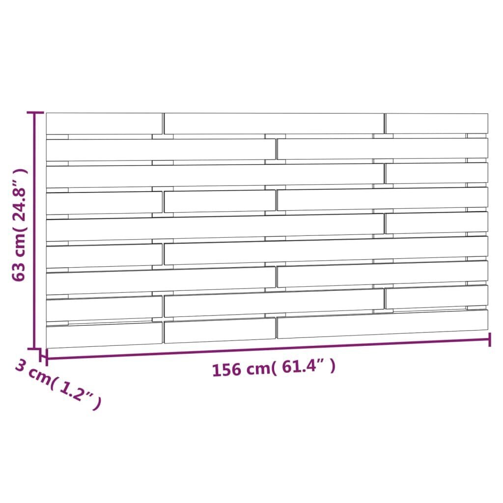 vidaXL sienas galvgalis, balts, 156x3x63 cm, priedes masīvkoks cena un informācija | Gultas | 220.lv