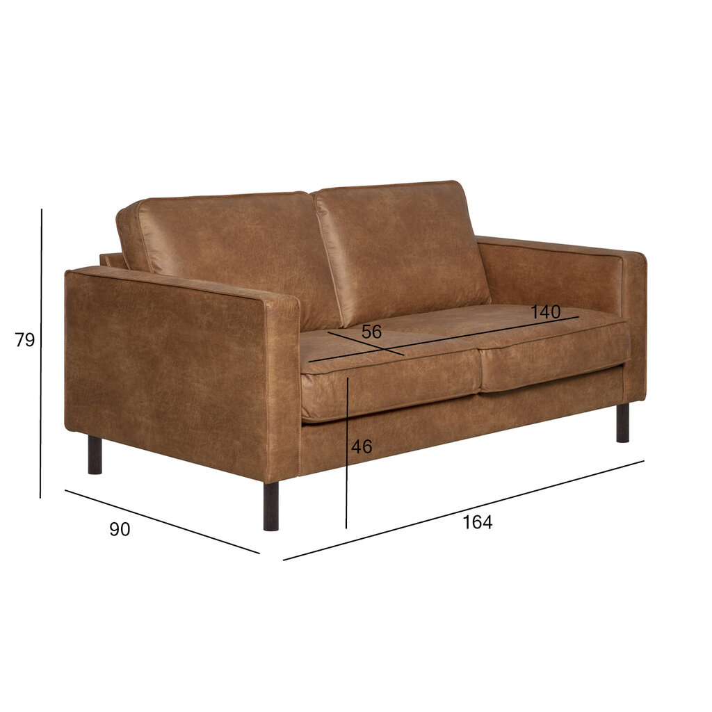 Sofa LUCAS 2-seater, brown цена и информация | Dīvāni | 220.lv