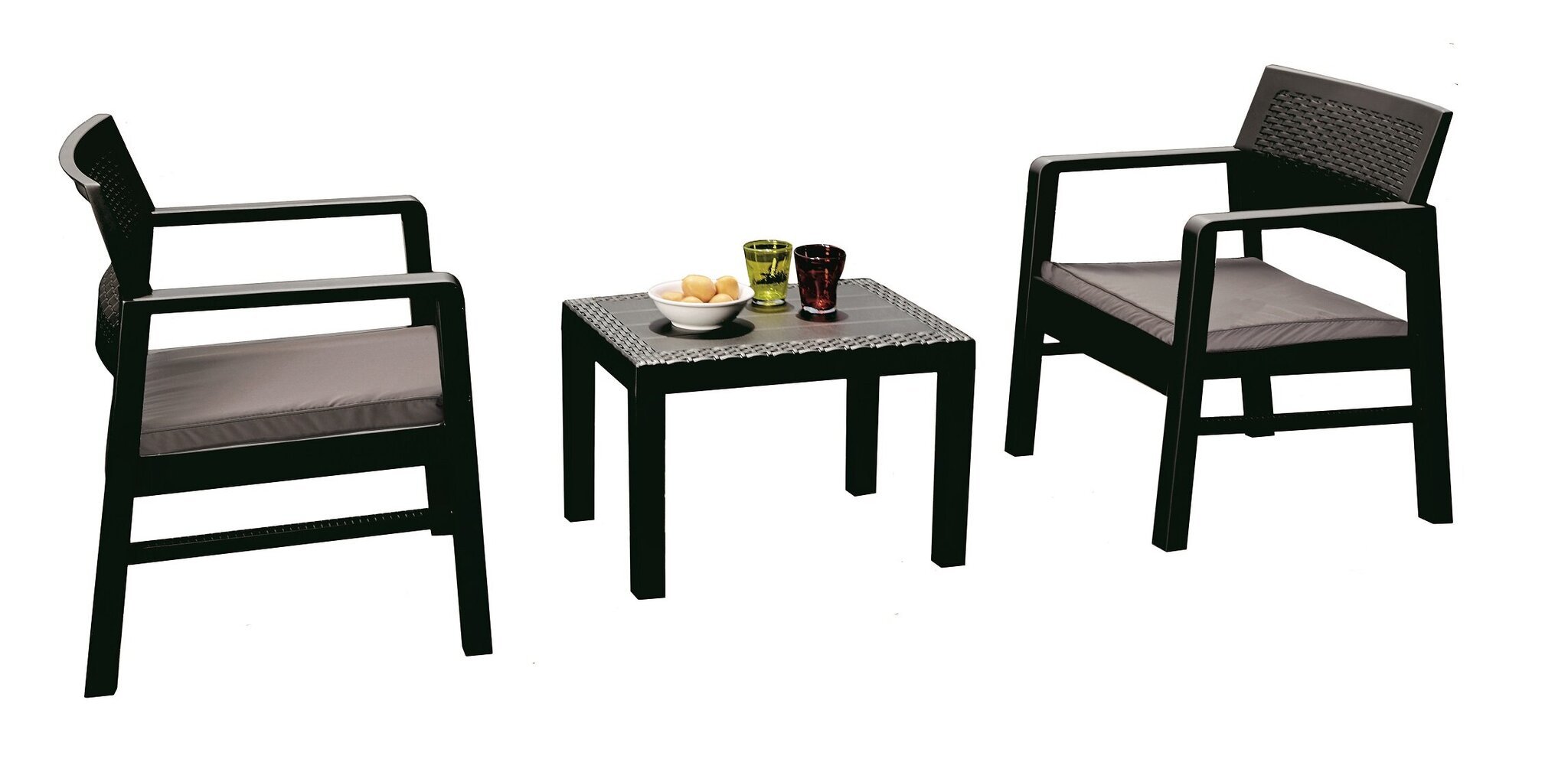 Dārza mēbeļu komplekts KRAKA: galds un 2 krēsli, pelēks cena un informācija | Dārza mēbeļu komplekti | 220.lv