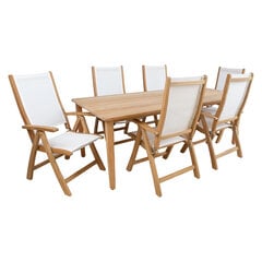 Dining set MALDIVE table and 6 foldable chairs cena un informācija | Dārza mēbeļu komplekti | 220.lv