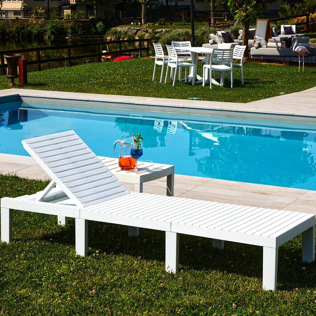 Deck chair HAITI white cena un informācija | Sauļošanās krēsli | 220.lv