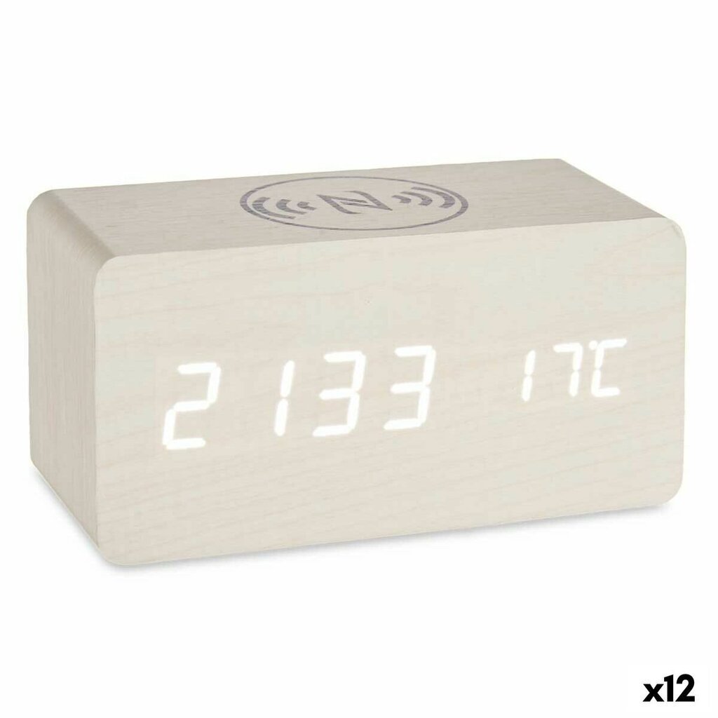 Digitāls Galda Pulkstenis Balts PVC Koks MDF (15 x 7,5 x 7 cm) (12 gb.) cena un informācija | Pulksteņi | 220.lv