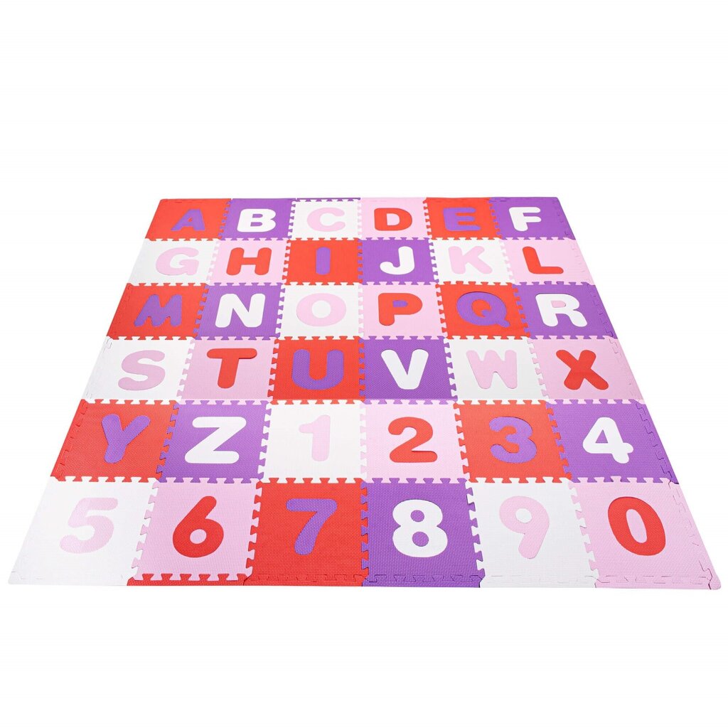 Bērnu putuplasta puzles paklājiņš ar burtiem un skaitļiem Springos 175x175cm, 110 gab. цена и информация | Attīstošie paklājiņi | 220.lv