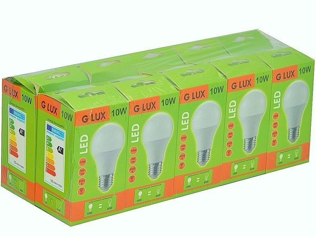LED spuldzes G.LUX GR-LED-A60-P-10W 3000 K, 10 gab. cena un informācija | Spuldzes | 220.lv