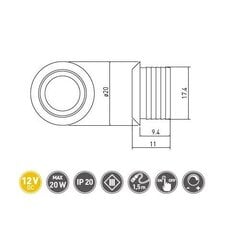 GTV aptumšojams skārienslēdzis 12V DC, maks.20W, Chrome AE-WBEZD-NB cena un informācija | Elektrības slēdži, rozetes | 220.lv