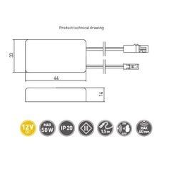 Бесконтактный выключатель GTV 12V для материалов толщиной до 40 мм AE-WPDRW-00 цена и информация | Электрические выключатели, розетки | 220.lv