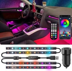 Автоматическое светодиодное внутреннее освещение DC5V USB -соединение Autoladger Lichtbag 5050LED Внутреннее освещение Авто с управлением приложением пульт дистанционного управления в окружающем освещении Auto цена и информация | Светодиодные ленты | 220.lv