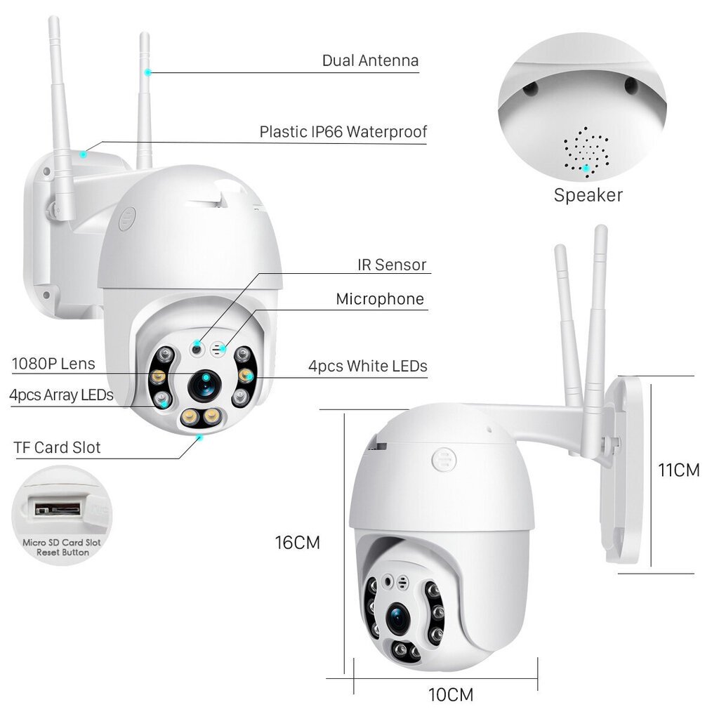 IP kamera WIFI novērošanai ar mikrofonu, kustību detektoru цена и информация | Novērošanas kameras | 220.lv