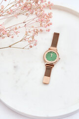 Sieviešu pulkstenis ar zaļu ciparnīcu ERNEST Rose Gold 23383-uniw cena un informācija | Sieviešu pulksteņi | 220.lv