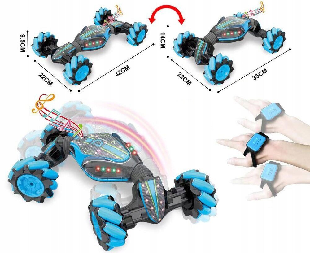 Automašīna, vadāma ar žestiem, zila cena un informācija | Rotaļlietas zēniem | 220.lv