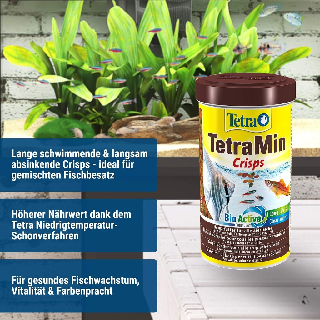 TetraMin pamatbarība visām tropiskajām dekoratīvajām zivīm, 500 ml cena un informācija | Zivju barība | 220.lv