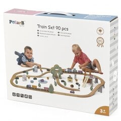 Rotaļu koka vilciena sliežu ceļi 90 gab. PolarB Viga cena un informācija | Rotaļlietas zēniem | 220.lv