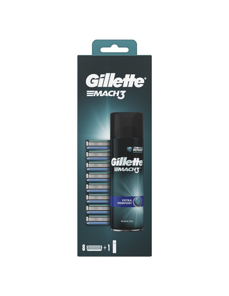 Gillette Mach3 skuvekļa asmeņi, 8 gab + Mach3 skūšanās želeja, 200ml цена и информация | Skūšanās piederumi, kosmētika | 220.lv
