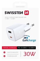 Swissten GaN Mini Travel цена и информация | Зарядные устройства для телефонов | 220.lv