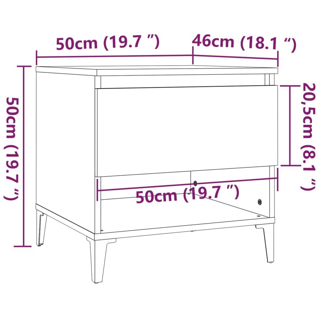 vidaXL galdiņš, kvēpināta ozolkoka, 50x46x50 cm, inženierijas koks cena un informācija | Žurnālgaldiņi | 220.lv