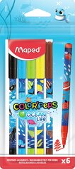 Фломастеры Maped Ocean Life 2.0мм 6 цветов, PP упаковка цена и информация | Принадлежности для рисования, лепки | 220.lv