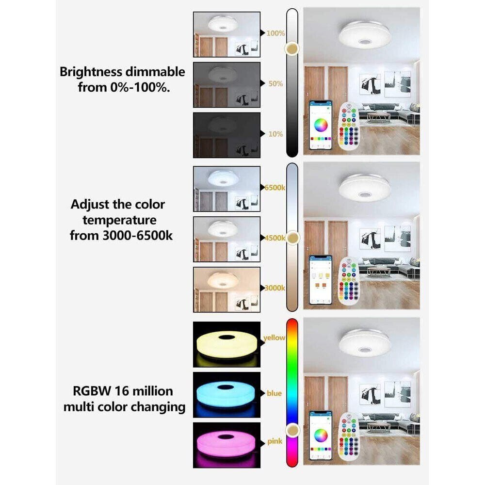 Led griestu lampa ar iebūvētu Bluetooth cena un informācija | Griestu lampas | 220.lv