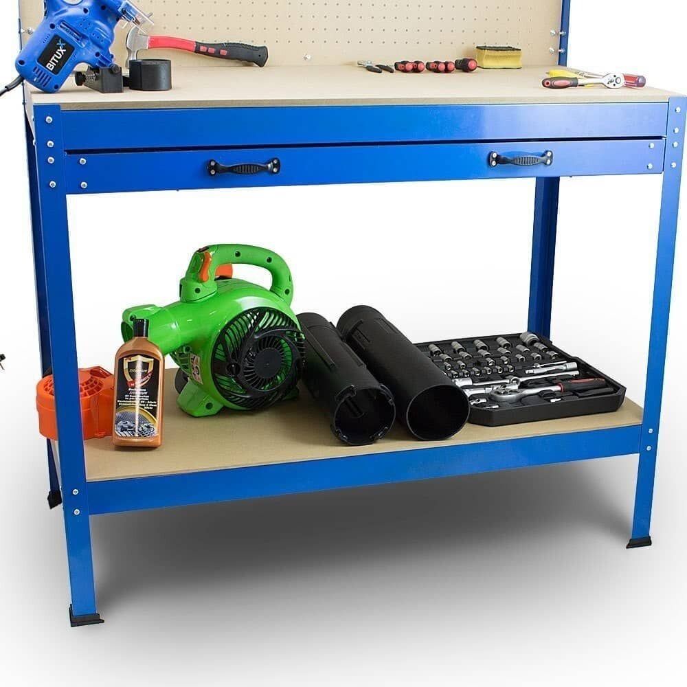 Darba galds ar galda virsmu un BITUXX instrumentu sienu + atvilktni cena un informācija | Dārza galdi | 220.lv