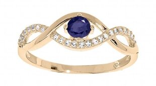 Troli Burvīgs zeltīts gredzens ar zilu cirkonu PO/SR00716N cena un informācija | Gredzeni | 220.lv