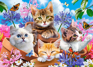 CASTORLAND Puzzle 120el. Kittens with Flowers - Koty w kwiatach цена и информация | Пазлы | 220.lv