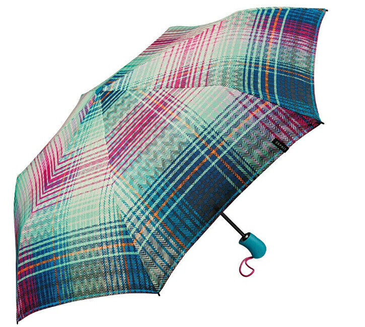 Sieviešu saliekamais lietussargs Cozy Checks 58638 Ocean Depths cena un informācija | Lietussargi sievietēm | 220.lv