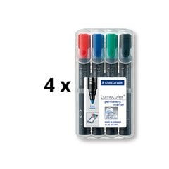 Постоянный маркер STAEDTLER LUMOCOLOR 352, ENERY 4 Color Package 4 ПК. цена и информация | Письменные принадлежности | 220.lv