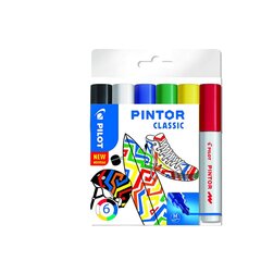 Permanenta marķieris PILOT PINTOR CLASSIC 1.4mm, apaļš uzgalis, 6 krāsu komplekts iepakojums 4 gab. cena un informācija | Rakstāmpiederumi | 220.lv