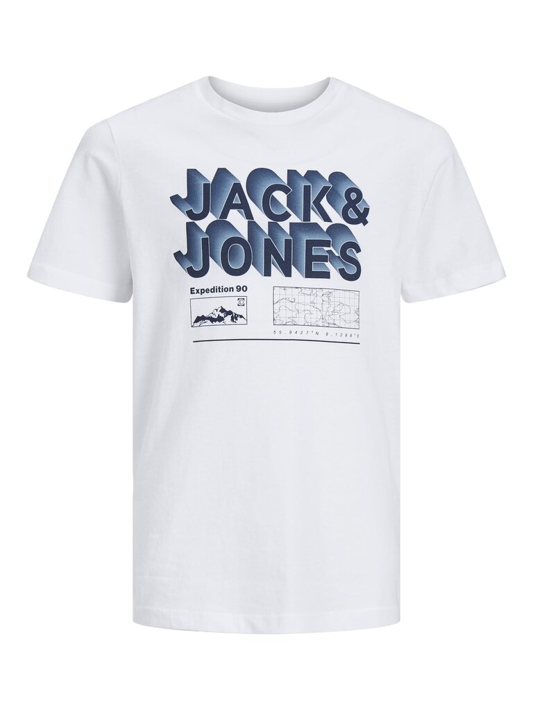 Jack & Jones bērnu t-krekls 12234450*03, balts 5715368821604 цена и информация | Zēnu krekli | 220.lv