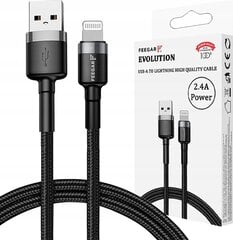 Кабель Feegar Cable USB-A Lightning 2.4A Nylon для iPhone 14 13 Pro 12 11 10 X 8 7 цена и информация | Кабели для телефонов | 220.lv