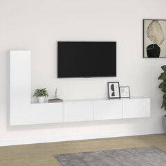 vidaXL 3-daļīgs TV skapīšu komplekts, spīdīgi balts, inženierijas koks cena un informācija | TV galdiņi | 220.lv