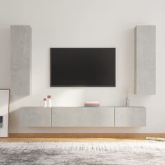 vidaXL 4-daļīgs TV skapīšu komplekts, betona pelēks, inženierijas koks cena un informācija | TV galdiņi | 220.lv