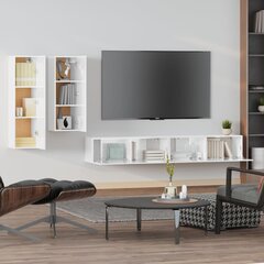 vidaXL 4-daļīgs TV skapīšu komplekts, spīdīgi balts, inženierijas koks cena un informācija | TV galdiņi | 220.lv