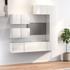 vidaXL 6-daļīgs TV skapīšu komplekts, spīdīgi balts, inženierijas koks cena un informācija | TV galdiņi | 220.lv