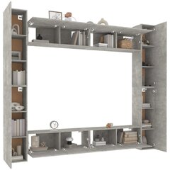 vidaXL 8-daļīgs TV skapīšu komplekts, betona pelēks, inženierijas koks cena un informācija | TV galdiņi | 220.lv