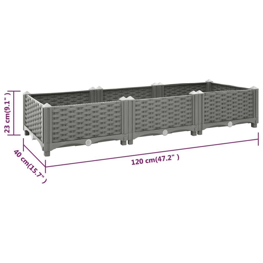 vidaXL puķu kaste, 120x40x23 cm, polipropilēns cena un informācija | Balkona kastes | 220.lv