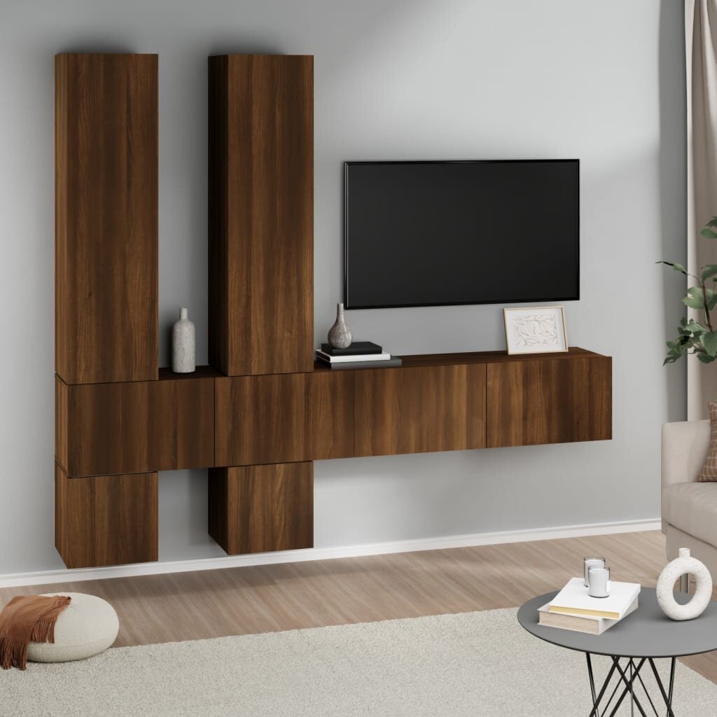 vidaXL sienas TV skapītis, ozolkoka krāsa, inženierijas koks cena un informācija | TV galdiņi | 220.lv