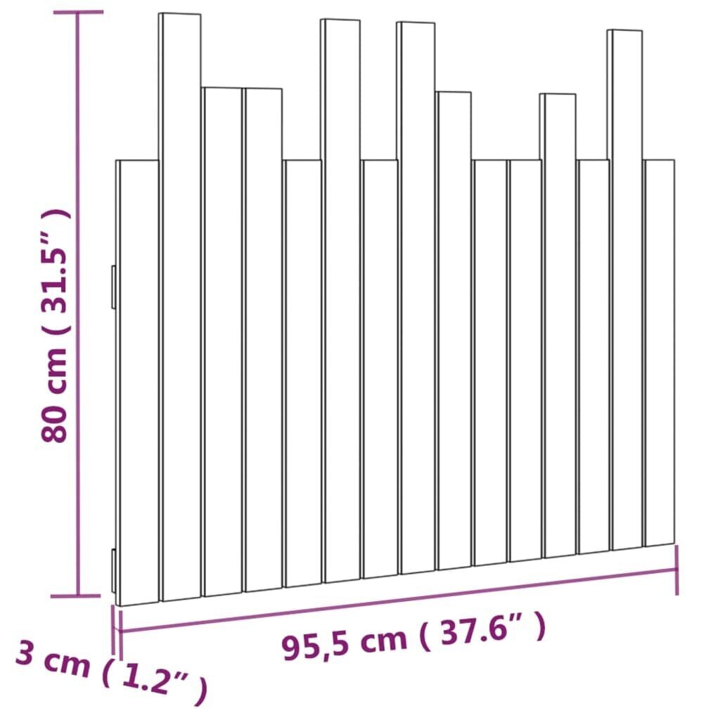 vidaXL sienas galvgalis, melns, 95,5x3x80 cm, priedes masīvkoks cena un informācija | Gultas | 220.lv