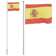 vidaXL Spānijas karogs un masts, 6,23 m, alumīnijs cena un informācija | Karogi un aksesuāri | 220.lv