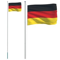 vidaXL Vācijas karogs un masts, 6,23 m, alumīnijs cena un informācija | Karogi un aksesuāri | 220.lv