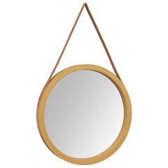 vidaXL sienas spogulis ar siksnu, zelta krāsas, Ø 55 cm cena un informācija | Spoguļi | 220.lv