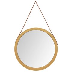 vidaXL sienas spogulis ar siksnu, zelta krāsas, Ø 55 cm cena un informācija | Spoguļi | 220.lv