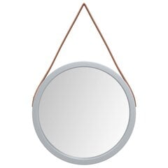 vidaXL sienas spogulis ar siksnu, sudraba krāsas, Ø 35 cm cena un informācija | Spoguļi | 220.lv